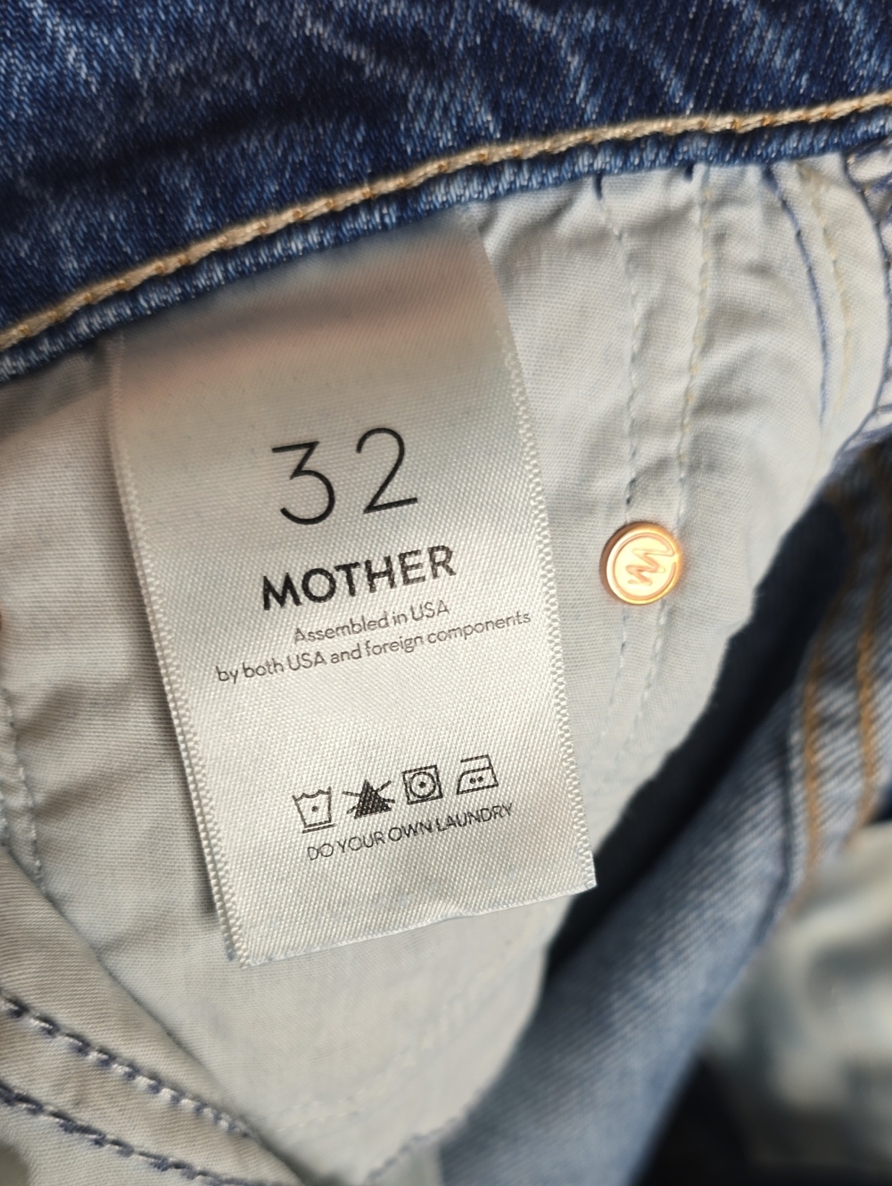MOTHER  Superior The Headliner Sneak Denim Jeans  Green Thumb Size 32 - Picture 7 of 9